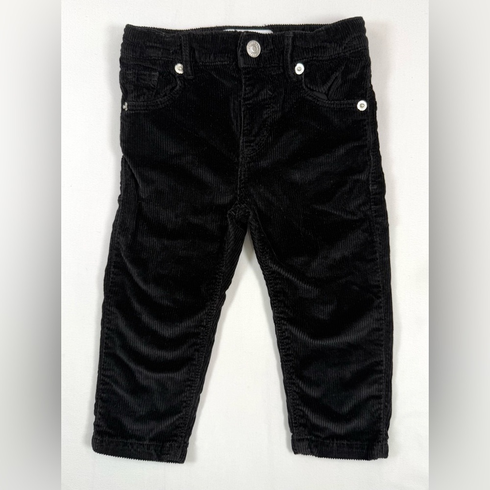 ZARA Baby Unisex Corduroy Pants Black 12–18M Soft Ribbed Adjustable Waist Fall